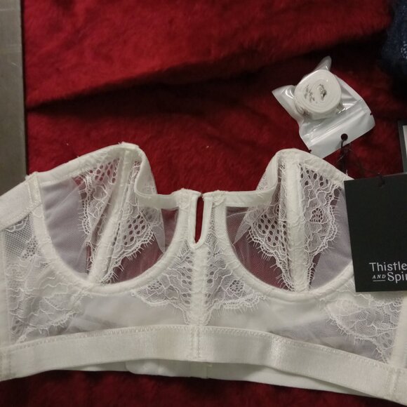 Thistle and Spire Mirage Ivory bra and panty set thong strapless convertible XL - Picture 1 of 4